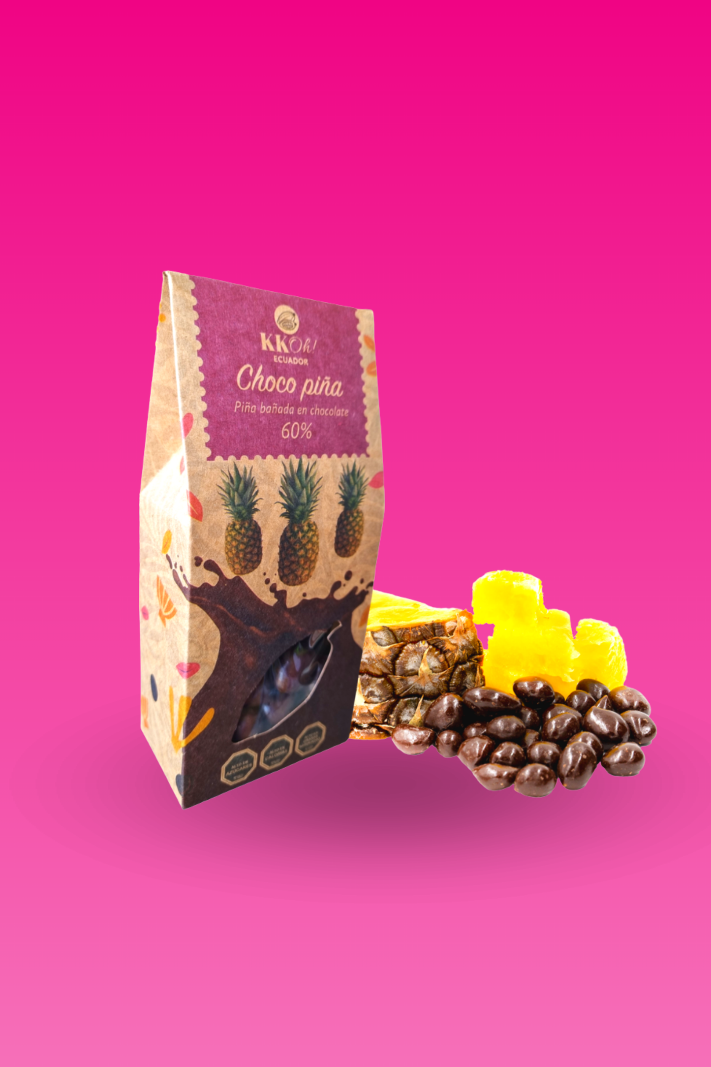 Piña bañada en chocolate 60%
