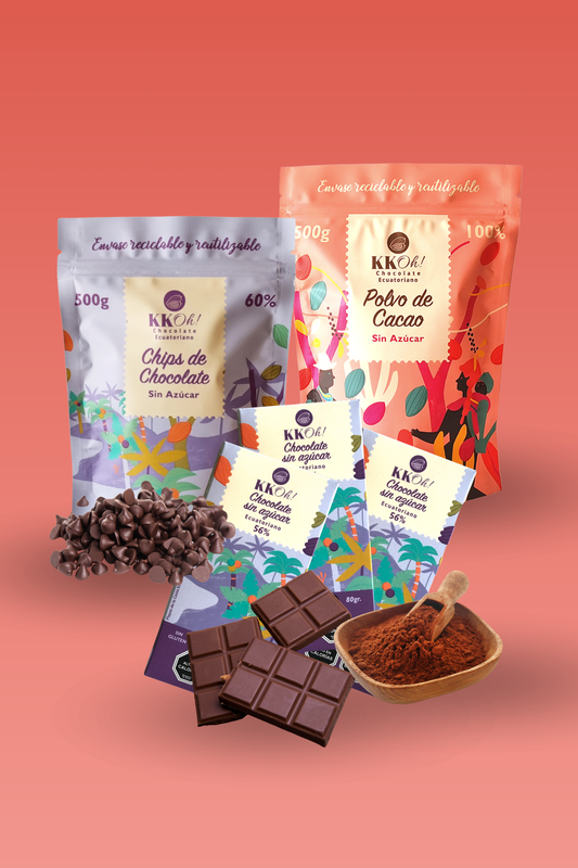 Contenido del pack de chocolate keto Kakao Chocolates
