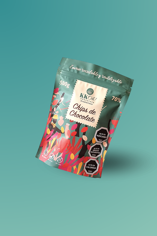 Textura de chips de chocolate amargo 70% cacao ecuatoriano