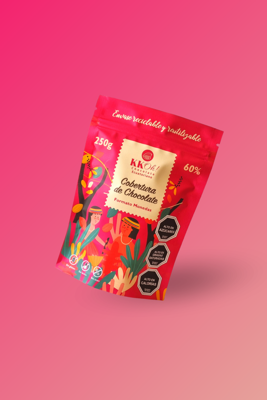 Empaque de cobertura de chocolate vegana sin gluten