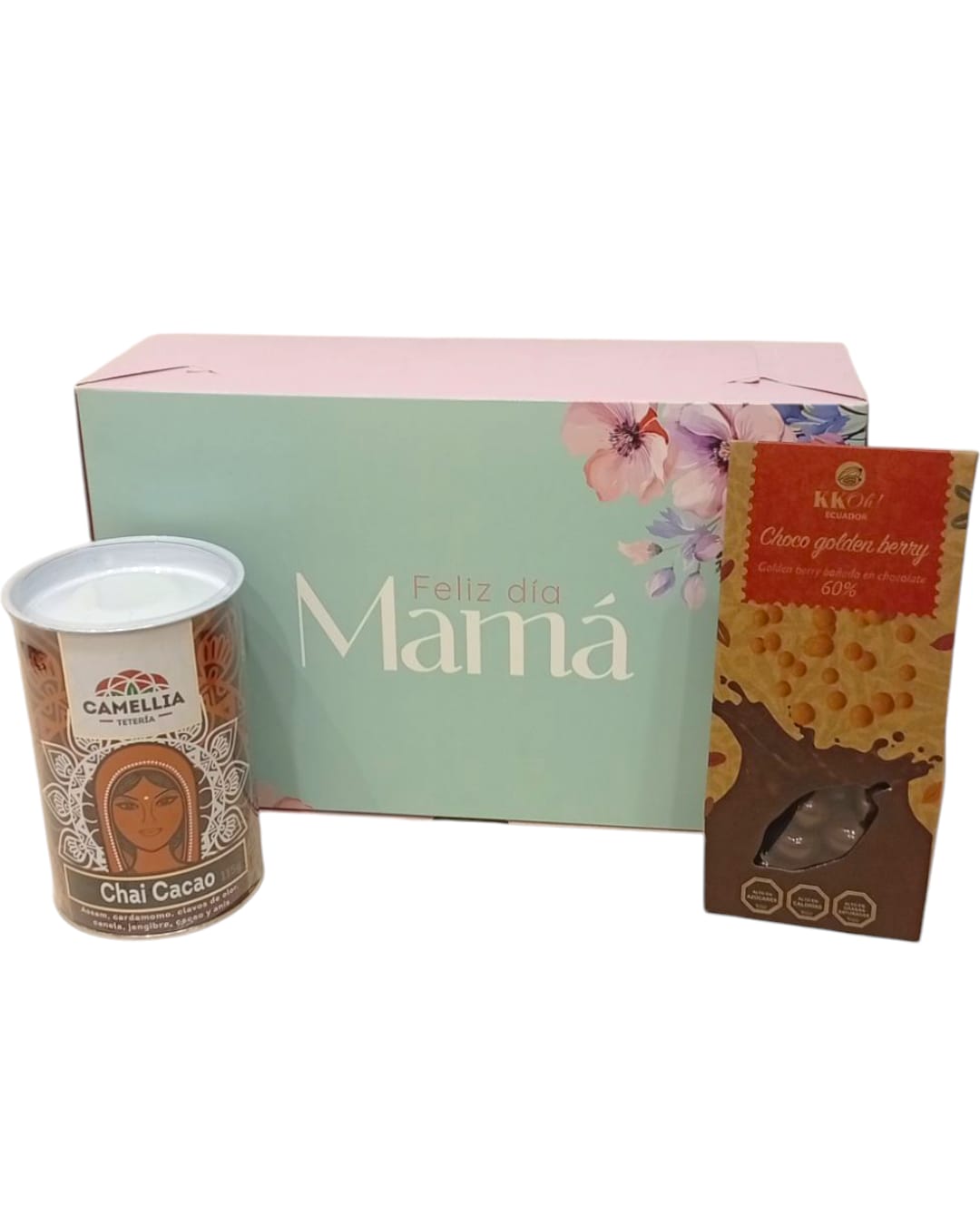 Caja con: Té Chai cacao + Golden berry bañado en chocolate 60%