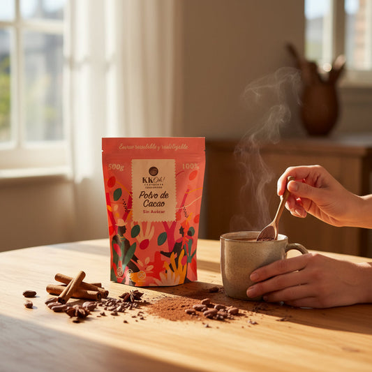 Preparación de chocolate caliente con cacao en polvo amargo