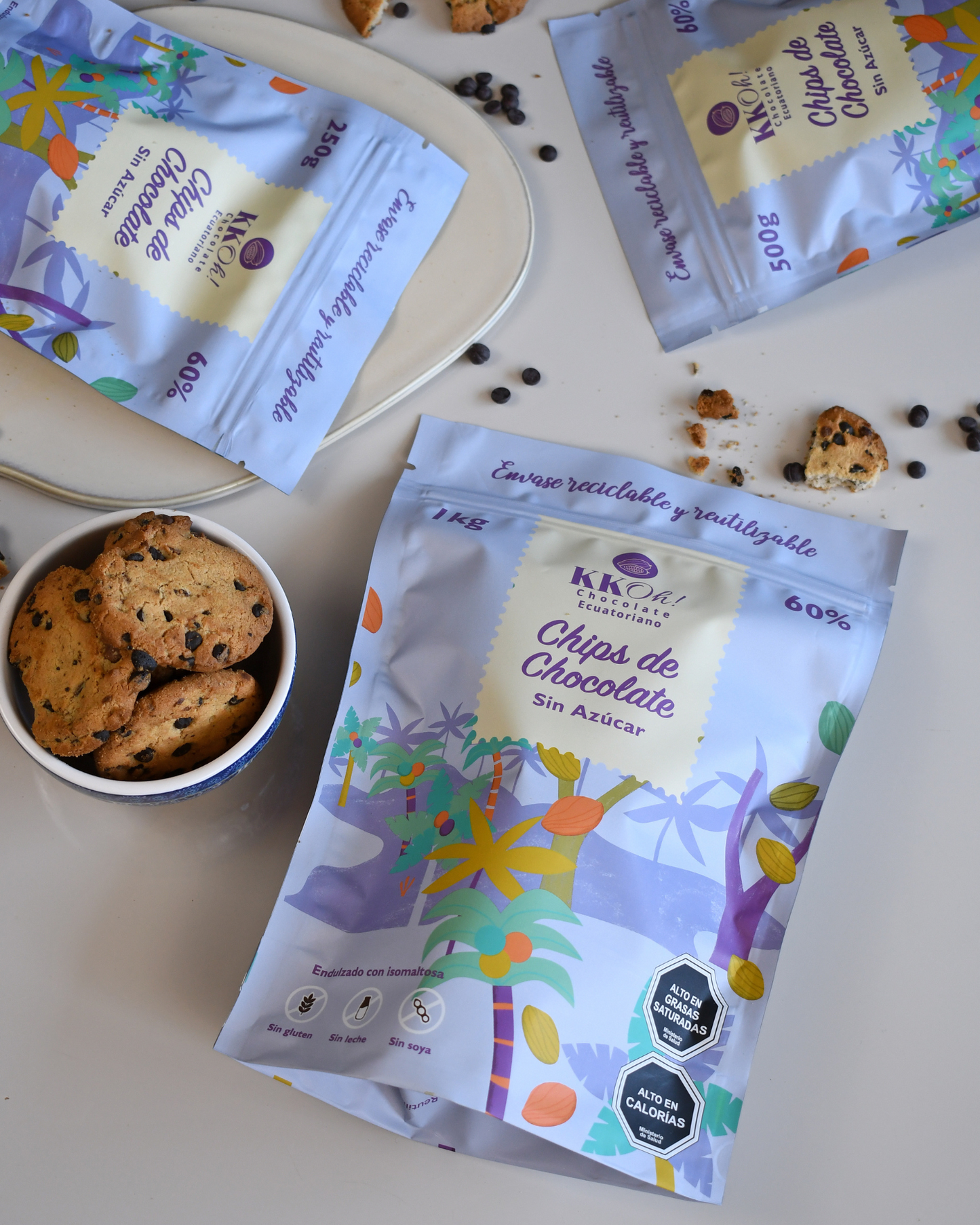 SUPER PACK DE CHOCOLATE: CACAO EN POLVO + CHIPS DE CHOCOLATE + 3 BARRAS