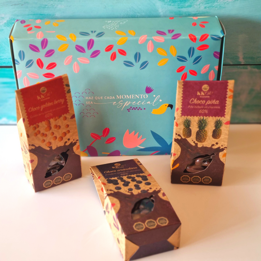 Pack 3 bañados en chocolate en cajita de regalo