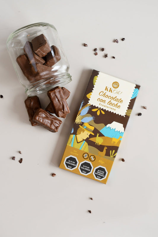 Barra de chocolate con leche de cerca