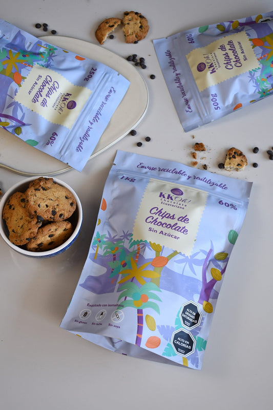 Chips de chocolate sin azúcar del pack fit