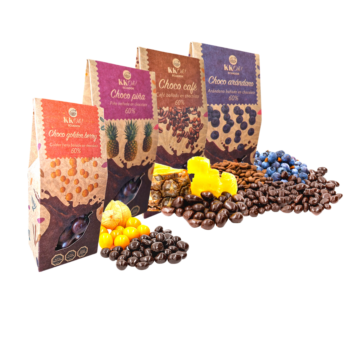 Empaque del regalo de frutos bañados en chocolate